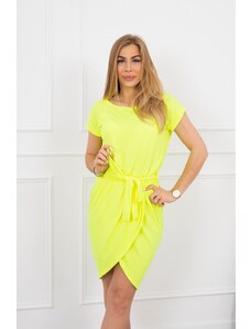 Fashion L&L Asymetrické šaty s viazaním v pase - neónová žltá