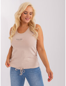 Fashionhunters Women's cotton top of larger size in beige color