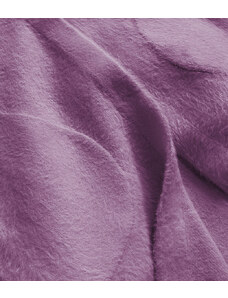 MADE IN ITALY Dlhý vlnený prehoz cez oblečenie typu "alpaka" vo farbe lila s kapucňou (908)