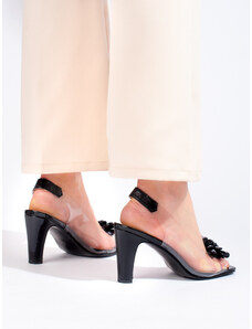 W. POTOCKI Originálne sandále čierne dámske na širokom podpätku