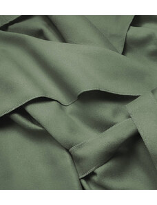 MADE IN ITALY Minimalistický dámsky kabát vo svetle khaki farbe (747ART)
