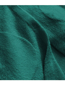 MADE IN ITALY Dlhý zelený vlnený prehoz cez oblečenie typu "alpaka" s kapucňou (908)
