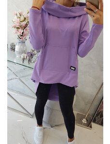 K-Fashion Mikina s dlhým chrbtom a kapucňou tmavo fialová