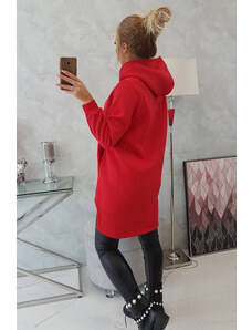 K-Fashion Zateplená mikina s dlhším chrbtom červená