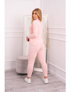 K-Fashion Dvojdielny sveterový set alpaka púdrovo ružový