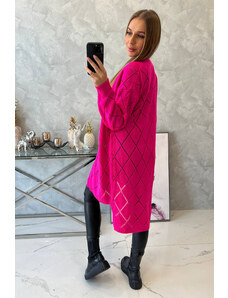 K-Fashion Sveter s geometrickým vzorom ružový neón