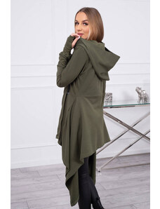 K-Fashion Mikina s kapucňou a zipsom na boku vo farbe khaki