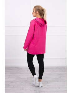 K-Fashion Tunika na zips s kapucňou Oversize fuchsiová