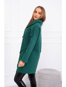 K-Fashion Oversize tunika s obálkou vpredu tmavo zelená