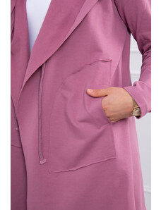 K-Fashion Volná bunda s kapucí tmavě růžová