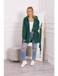 K-Fashion Zateplená bunda s viazaním v páse tmavo zelená