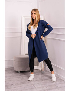 K-Fashion Dlhý kabát s kapucňou svetlo modrý