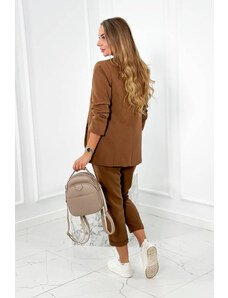 K-Fashion Elegantné sako s nohavicami zaviazanými vpredu cappucino