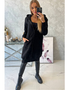 K-Fashion Zateplená dlhá mikina s kapucňou čierna