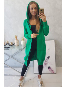 K-Fashion Zateplená dlhá mikina s kapucňou zelená