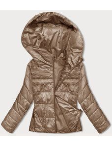 S'WEST Krátka dámska bunda v karamelovej farbe s kapucňou (B8187-101)