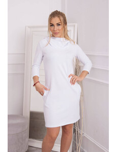 K-Fashion Šaty s kapucňou a vreckami biele