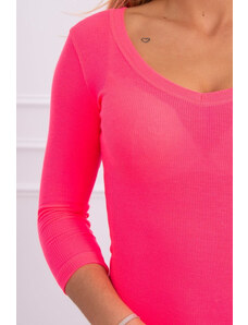 K-Fashion Přiléhavé šaty s výstřihem růžové neonové