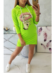 K-Fashion Šaty s dlhším chrbtom a farebnou neónovou potlačou