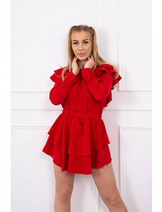 K-Fashion Šaty so zvislými volánmi červené