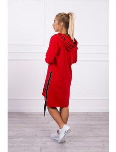K-Fashion Šaty s kapucňou a červenou potlačou
