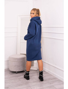 K-Fashion Šaty s kapucňou a bočným rázporkom z džínsoviny