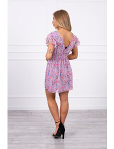 K-Fashion Květinové šaty s volánky fialové