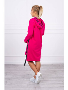 K-Fashion Šaty s kapucňou a potlačou fuchsiovej farby