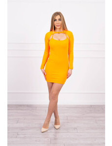 K-Fashion Pruhované vypasované šaty oranžové neónové