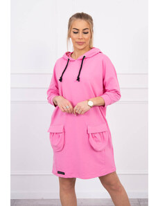 K-Fashion Šaty s kapucňou vo svetlo ružovej farbe