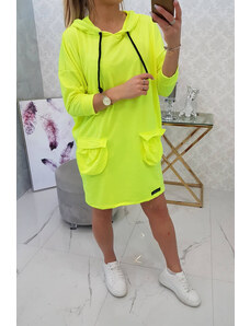 K-Fashion Šaty s kapucňou žlté neónové