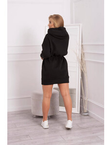 K-Fashion Zateplené šaty s kapucňou čiernej