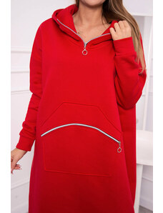K-Fashion Zateplené šaty s kapucňou červené
