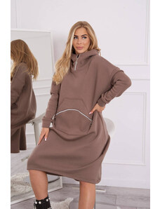 K-Fashion Zateplené šaty s kapucňou mocca