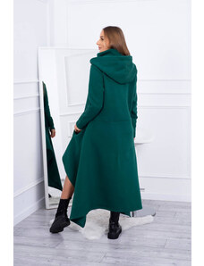 K-Fashion Zateplené šaty s dlhšími bokmi tmavo zelené