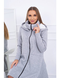 K-Fashion Zateplené šaty s dlhšími bokmi šedej
