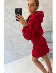 K-Fashion Zateplené šaty s obálkovým dnom červené