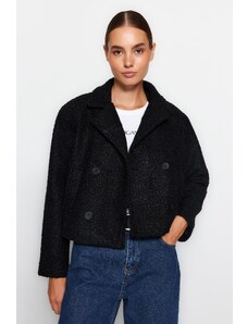 Trendyol Collection Čierny oversize kabát so širokým strihom