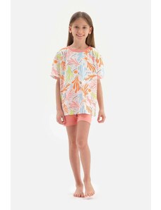 Dagi Viacfarebná súprava pyžama s krátkym rukávom s koralovou potlačou