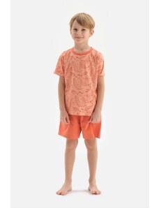 Dagi Oranžová chlapčenská pyžamová súprava s krátkym rukávom a šortkami