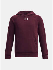 Vínová chlapčenská mikina s kapucňou Under Armour Rival Fleece