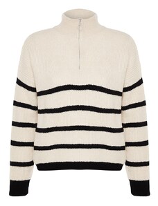 Trendyol Stone Soft Texture Pletený sveter na zips