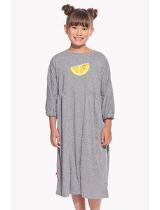 Piskacie Dievčenské šaty s citrónom, farba sivá, veľkosť 98
