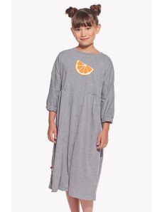 Piskacie Dievčenské šaty s pomarančom, farba sivá, veľkosť 98