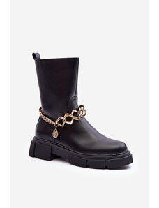 Kesi Leather boots with black Pugen chain