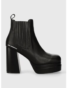 Kožené topánky chelsea Karl Lagerfeld STRADA dámske, čierna farba, na podpätku, KL30143