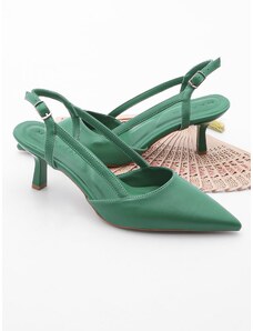 Marjin Dámske klasické topánky na podpätku Suder zelené s špicatou špičkou
