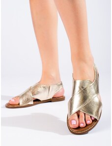 W. POTOCKI Women's gold flat sandals Potocki