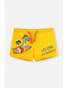 Dagi Žlté chlapčenské plavkové šortky s potlačou dinosaurov