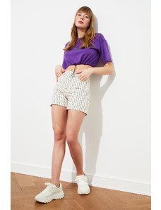 Trendyol White Striped Denim Shorts